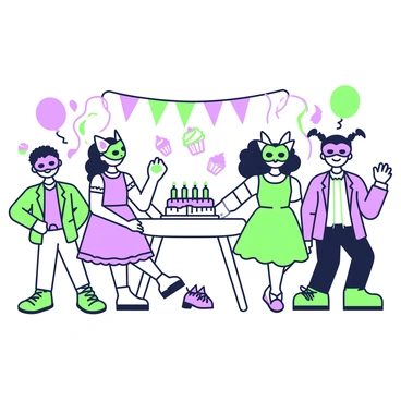 Kids wearing colorful masks at a masquerade-themed birthday party