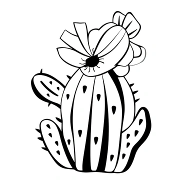 A tiny beetle crawling on a cactus petal, with the intricate details of the petal's texture visible. The beetle is small in comparison to the large, spiky cactus flower, which has prominent thorns surrounding it. The scene captures the unique shapes and lines of both the beetle and the cactus, emphasizing their natural forms and the contrast in scale between the two.