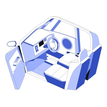 A compact city car interior is visible, showcasing an efficient design tailored for urban commuting. The dashboard features a digital display that integrates navigation and vehicle information. The steering wheel has built-in controls for audio and connectivity. Smart storage solutions are evident, with compartments under the seats, a central console with cup holders, and door pockets designed for easy access to small items. The upholstery is practical, with a durable texture suitable for daily use. The seating arrangement is optimized for space, allowing for comfortable yet compact seating for four passengers. A sunroof is positioned above, enhancing the sense of openness within the vehicle.