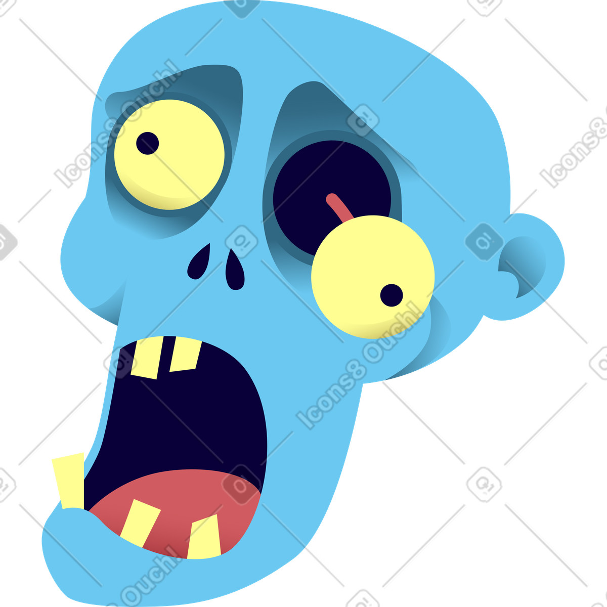 Illustration Tête de zombie dans le style Halloween Party à télécharger aux formats PNG, SVG