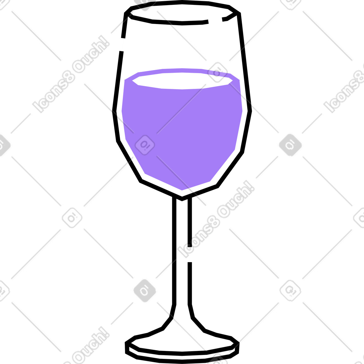 Bicchiere di vino illustrazione in stile Amethyst scarica in PNG, SVG