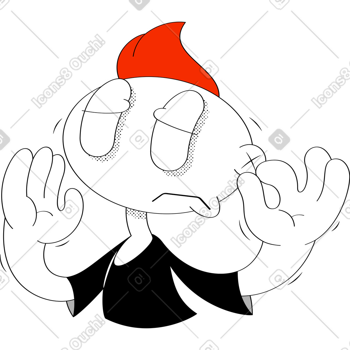 Ilustración Chico cerró los ojos en estilo Looney a descargar en PNG y SVG