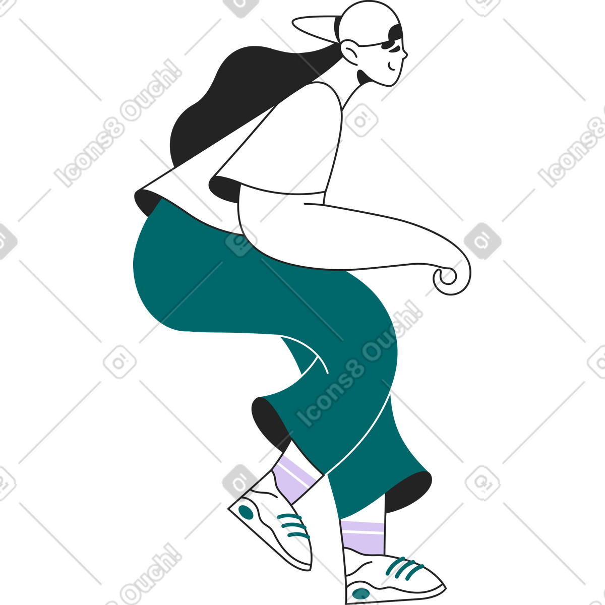 Ragazza seduta in un berretto illustrazione stile Sammy Line scarica PNG, SVG