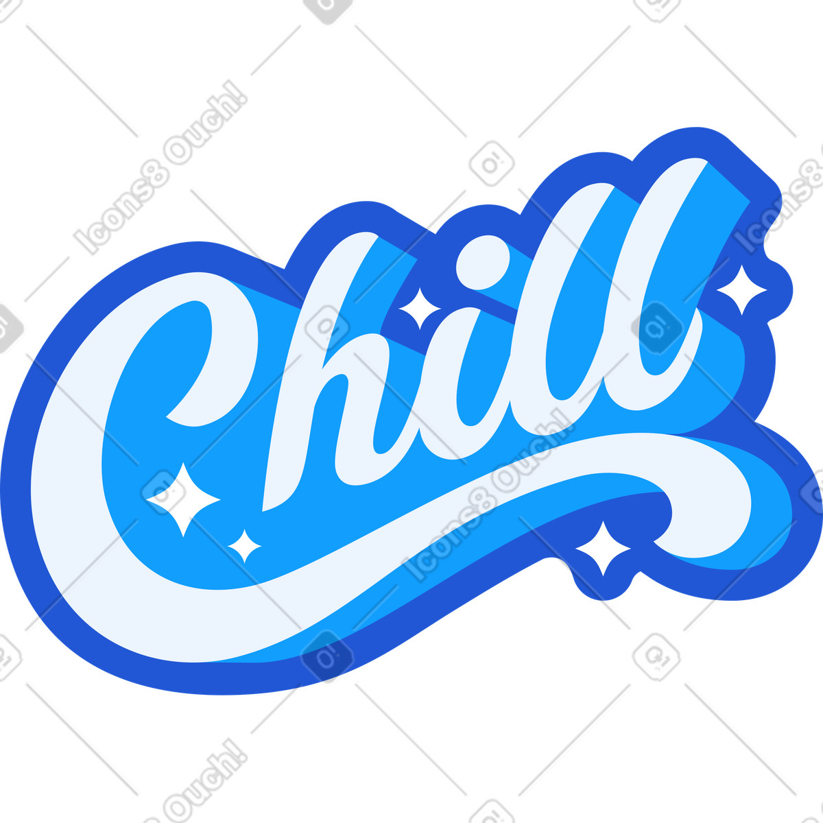 Lettering chill with shadow and stars illustration chilling clipart in PNG SVG GIF