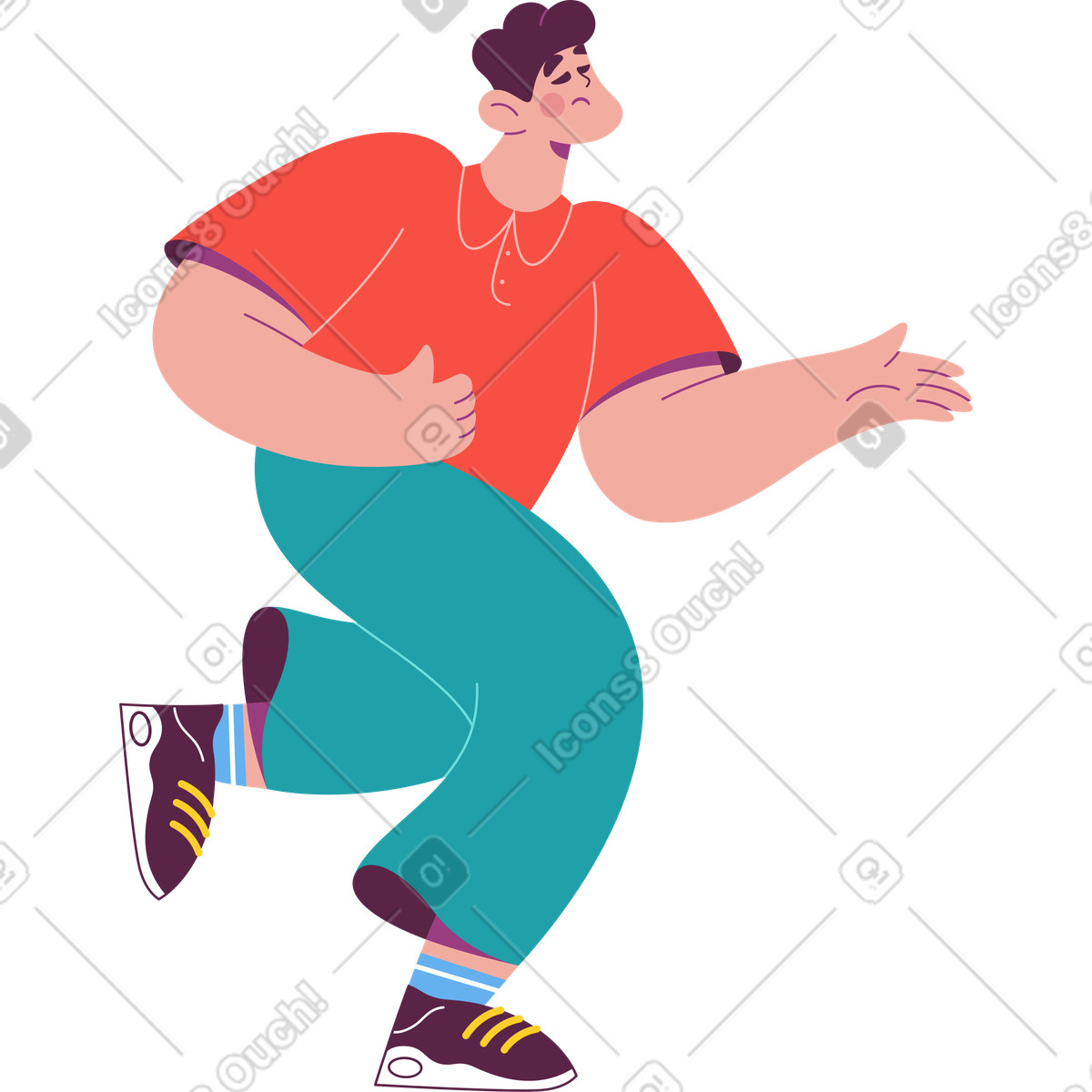 Ilustración Hombre que camina con los ojos cerrados en estilo Sammy a descargar en PNG y SVG