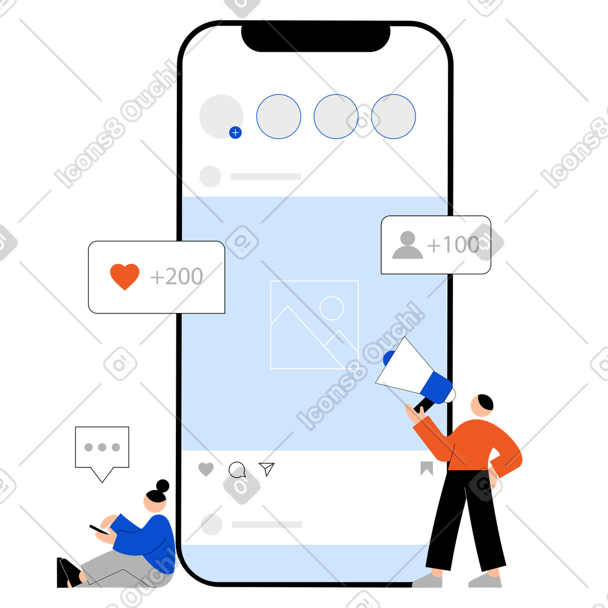 Tiny スタイルの デジタルマーケティングのためのinstagramマーケティングサービス のイラストをPNG、SVG形式でダウンロード