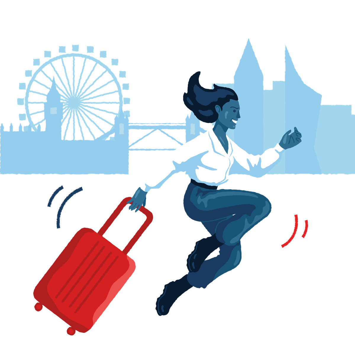 Woman going to london on vacation illustration in PNG, SVG