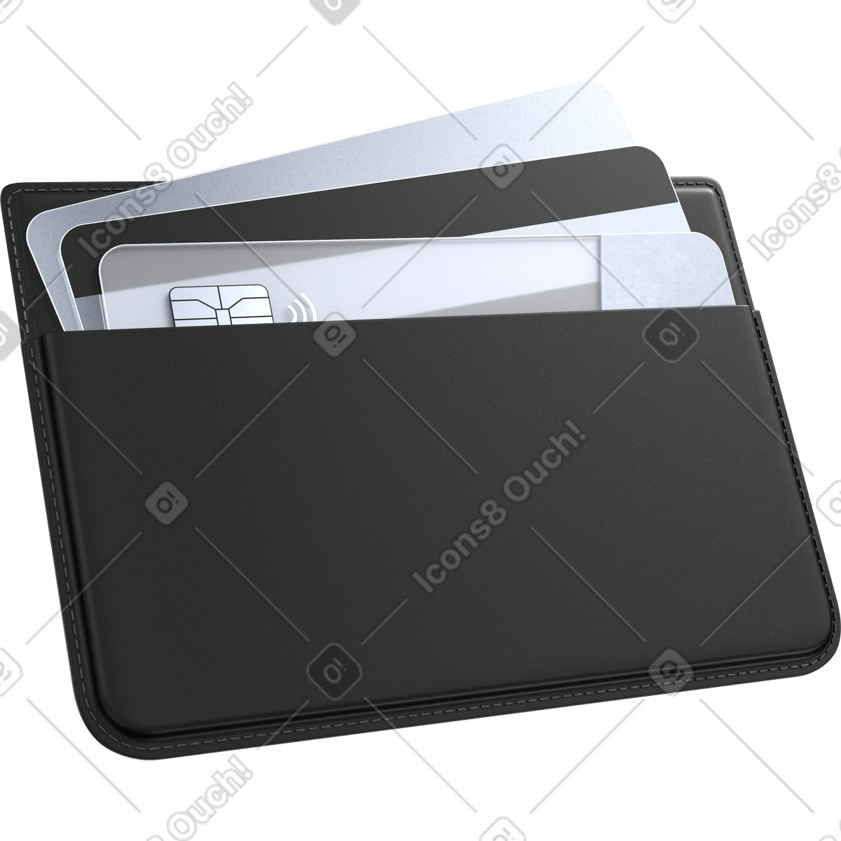 下载 3D Pro 风格的 Cardholder, Bank card organizer, Personal finance accessory 插画，支持 PNG、SVG 格式