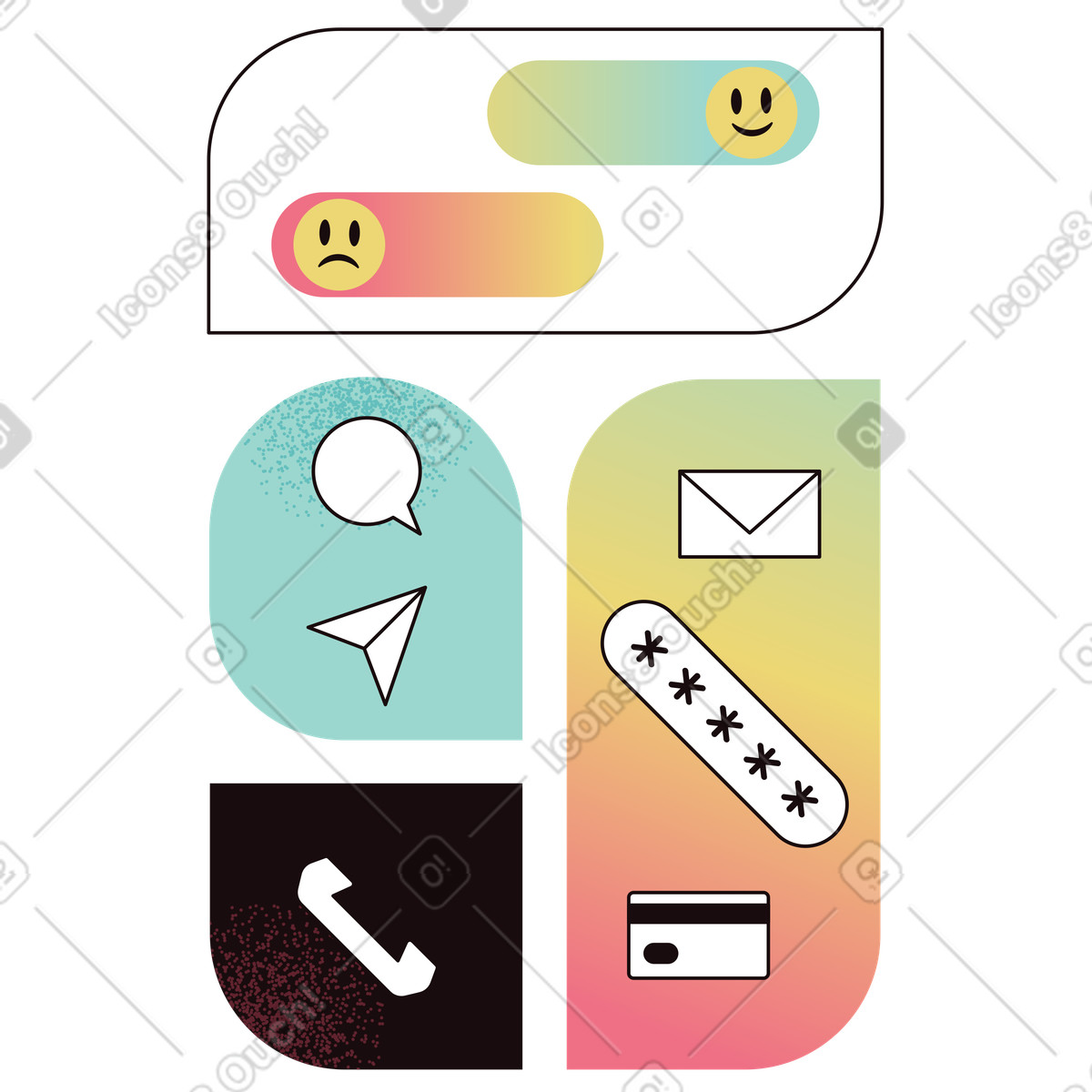 User interface elements in messenger illustration in PNG, SVG