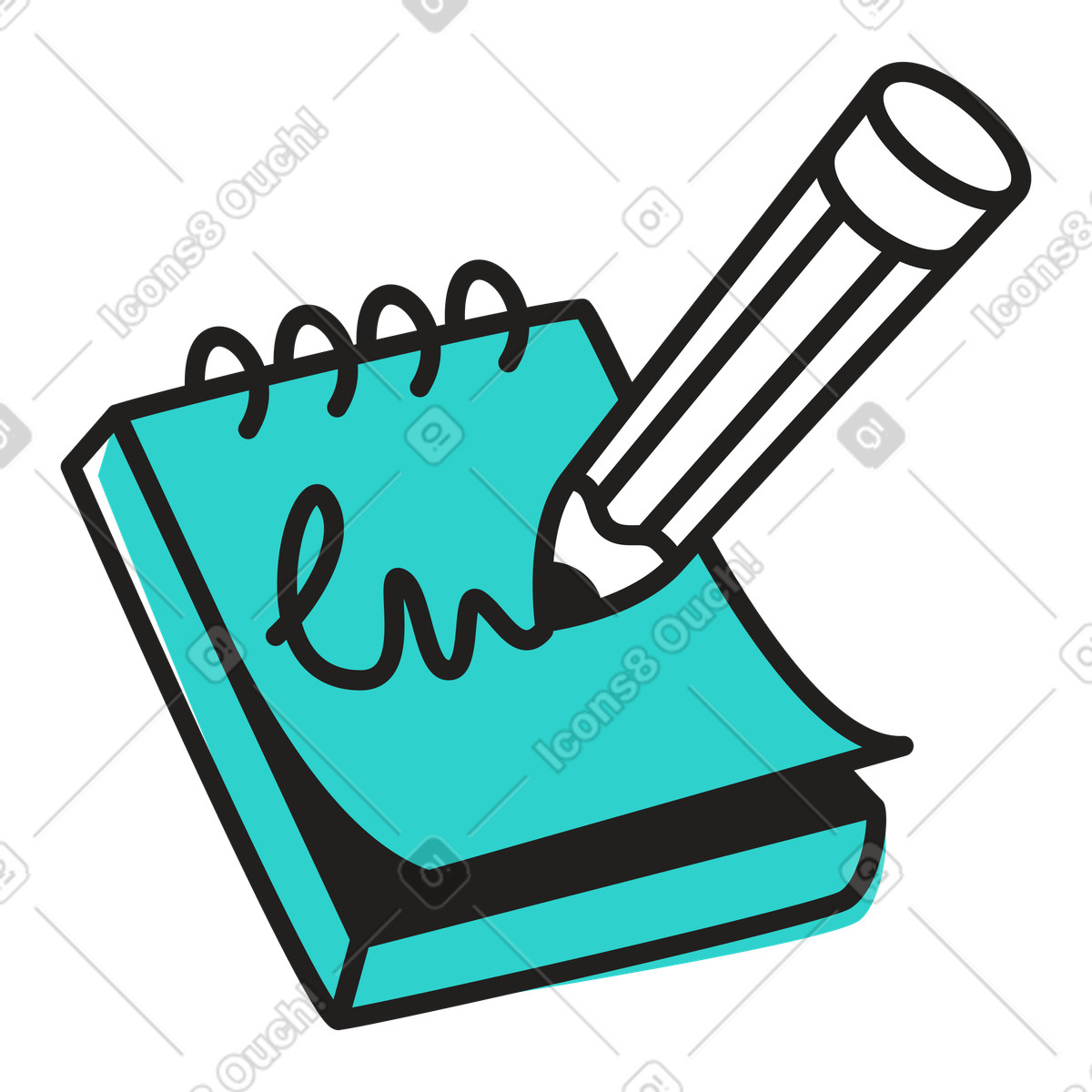 Illustration Prendre des notes avec un crayon dans le style Little à télécharger aux formats PNG, SVG