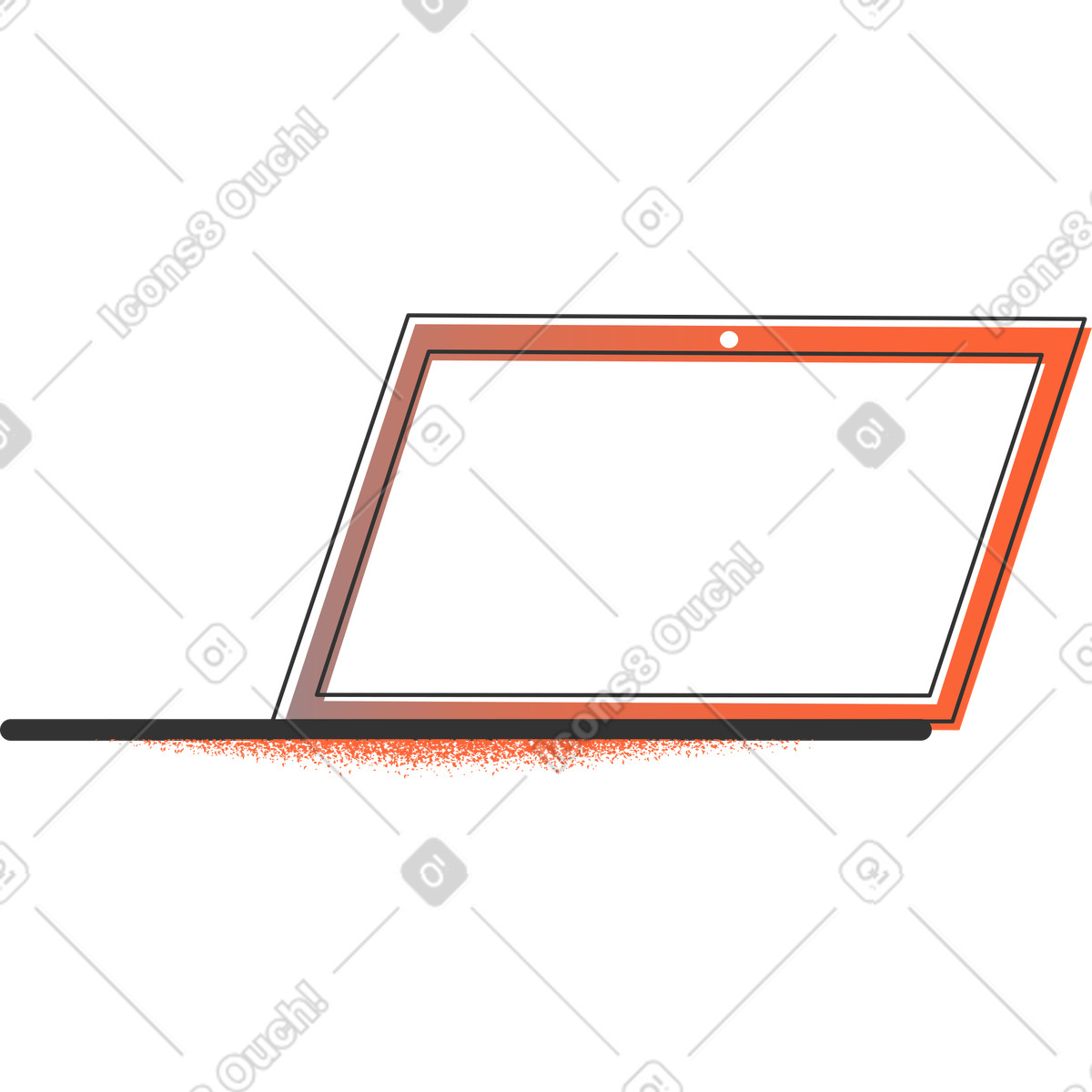 Laptop device open with bold orange screen border-Illustration im Crayon-Stil als Download in PNG, SVG