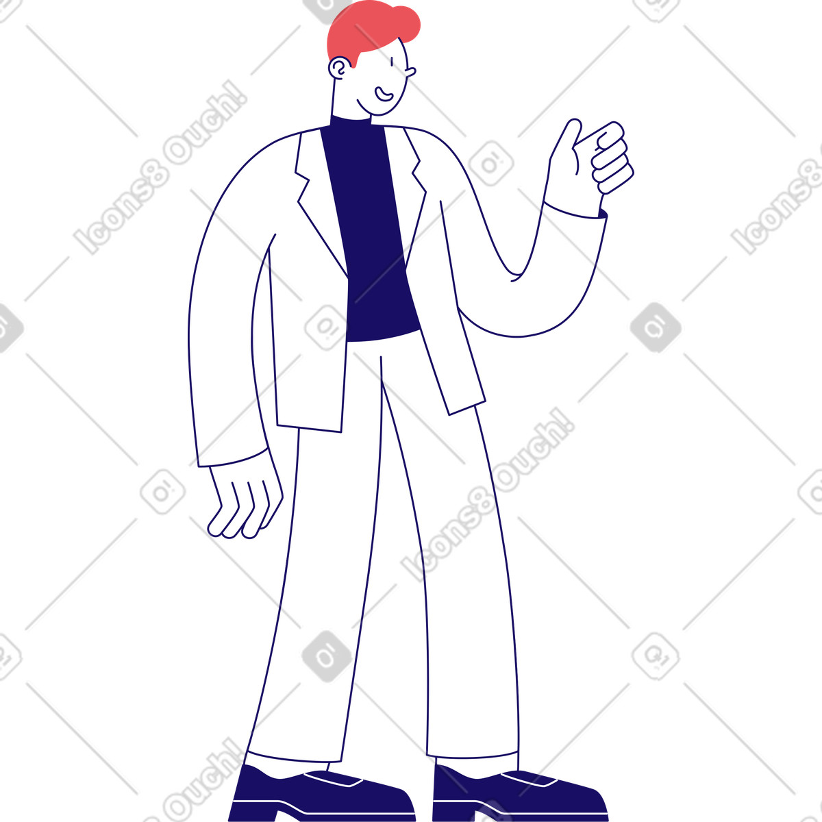 Uomo che tiene qualcosa in mano illustrazione stile Bendy scarica PNG, SVG