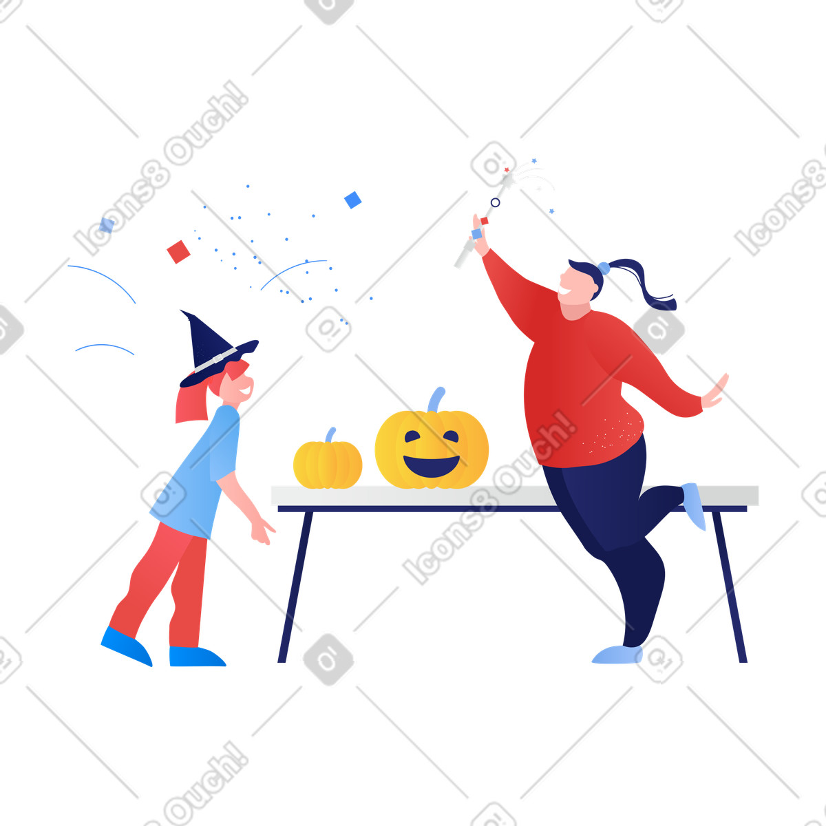Halloween party at home illustration in Clip style download in PNG, SVG