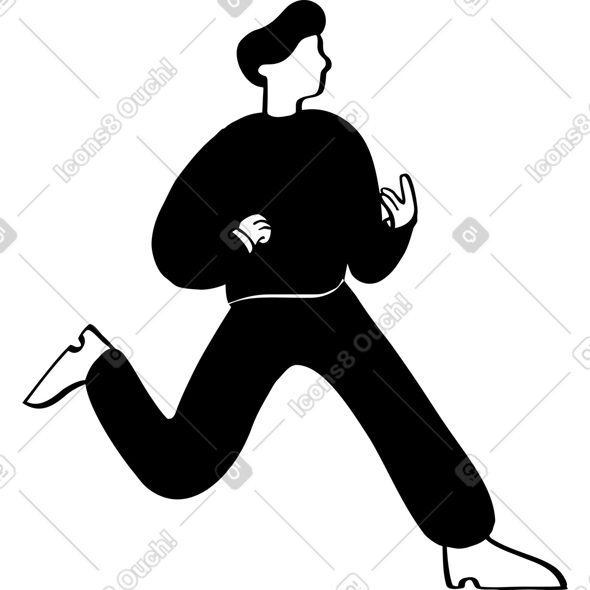 Man running in a black outfit illustration Journal style download PNG, SVG
