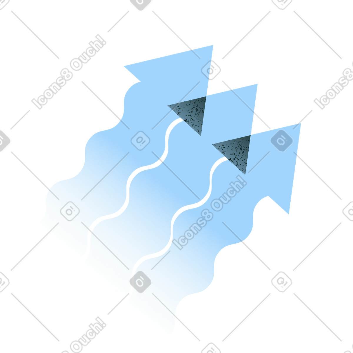 Blue wavy arrows pointing upward for progress and improvement illustration in Concept style download in PNG, SVG