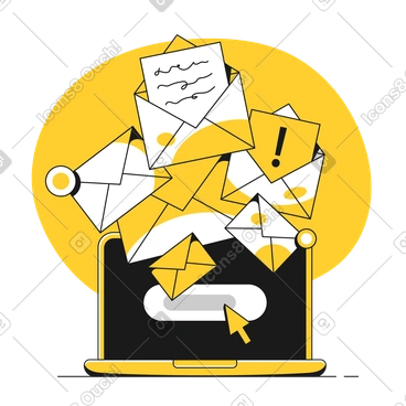 Email newsletter notifications on laptop PNG, SVG