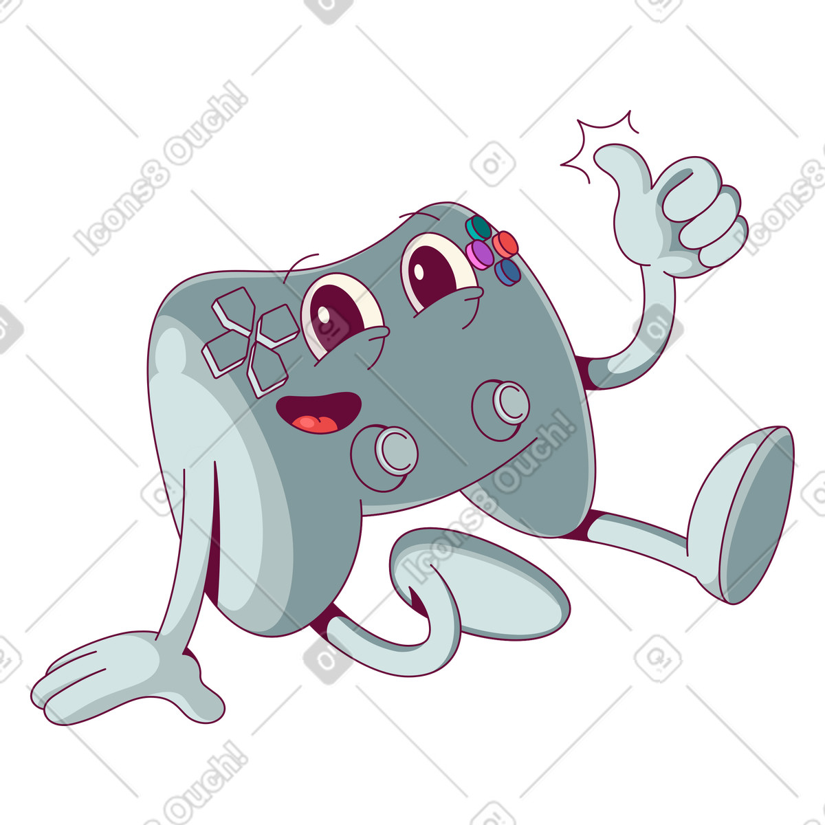 Il joystick di gioco dà un pollice in su illustrazione stile Handy scarica PNG, SVG