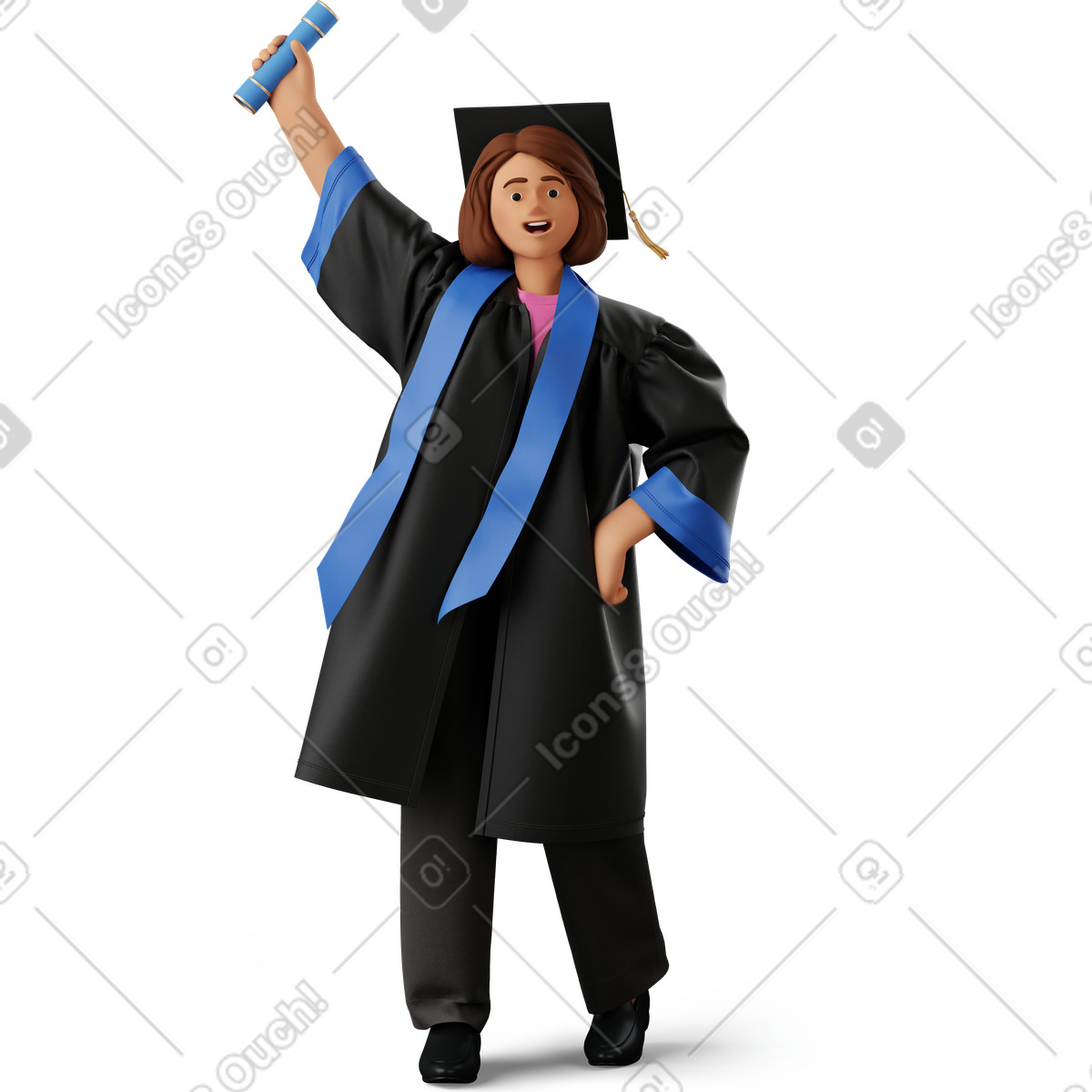 Graduated student showing her diploma illustration Bachelor's Degree clipart graphics and vectors