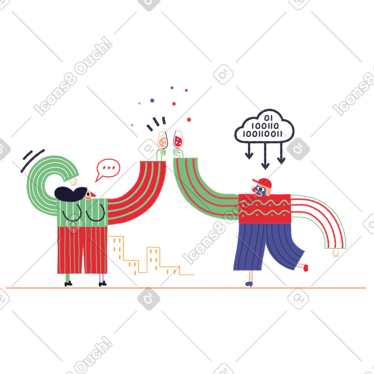 Paar trinkt wein bei einem romantischen date-Illustration in PNG, SVG