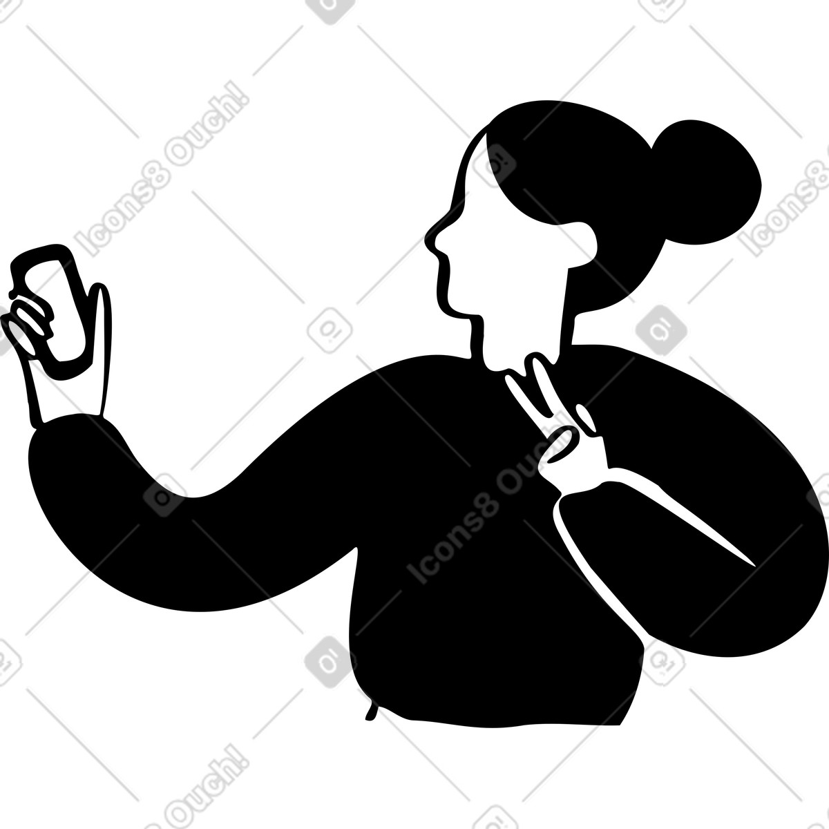 Ilustração de Torso uma mulher tirando selfie em no estilo Journal para baixar em PNG, SVG
