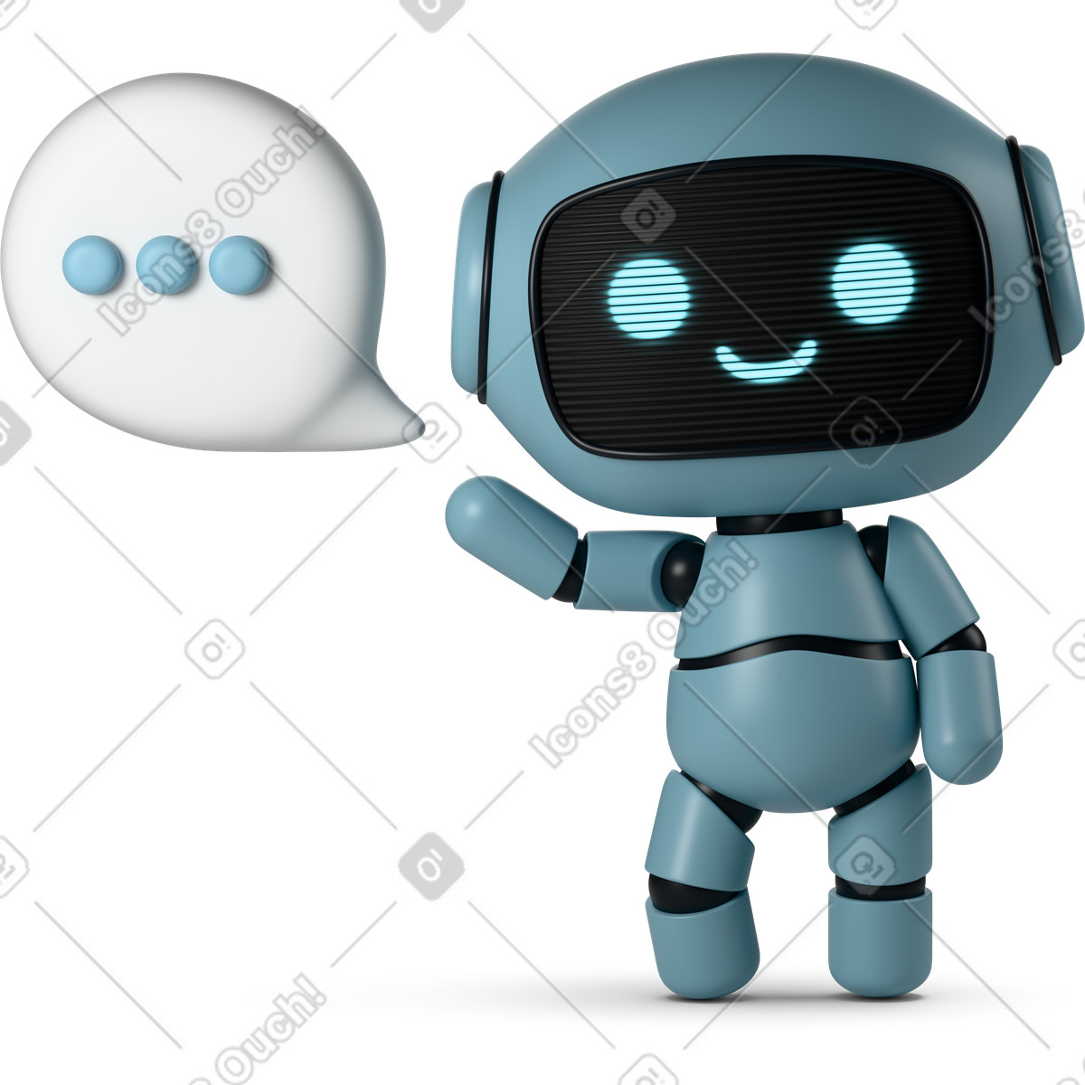 Ilustración Cute robot with speech bubble en estilo 3D Casual life a descargar en PNG y SVG