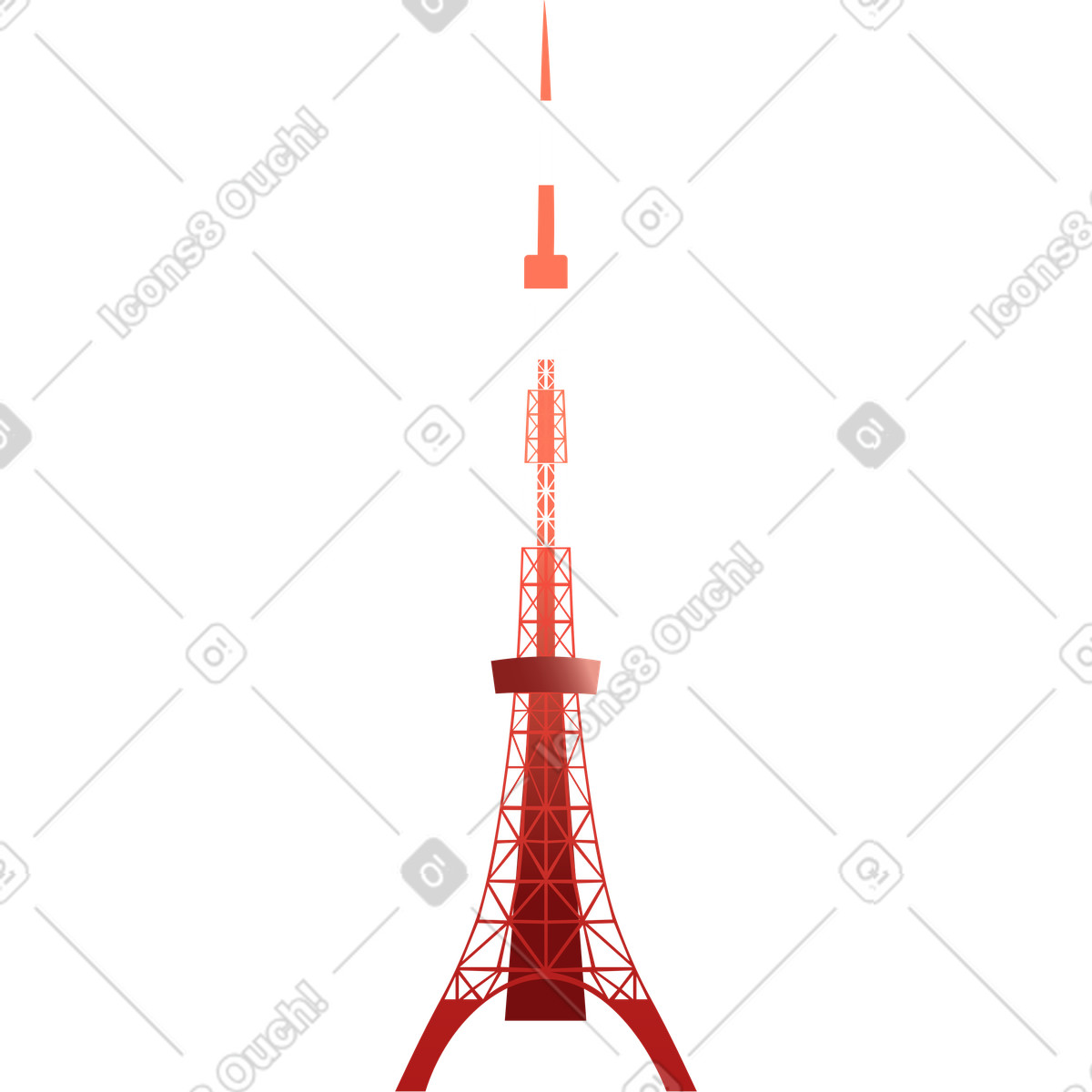 Tokyo television tower illustration in PNG, SVG