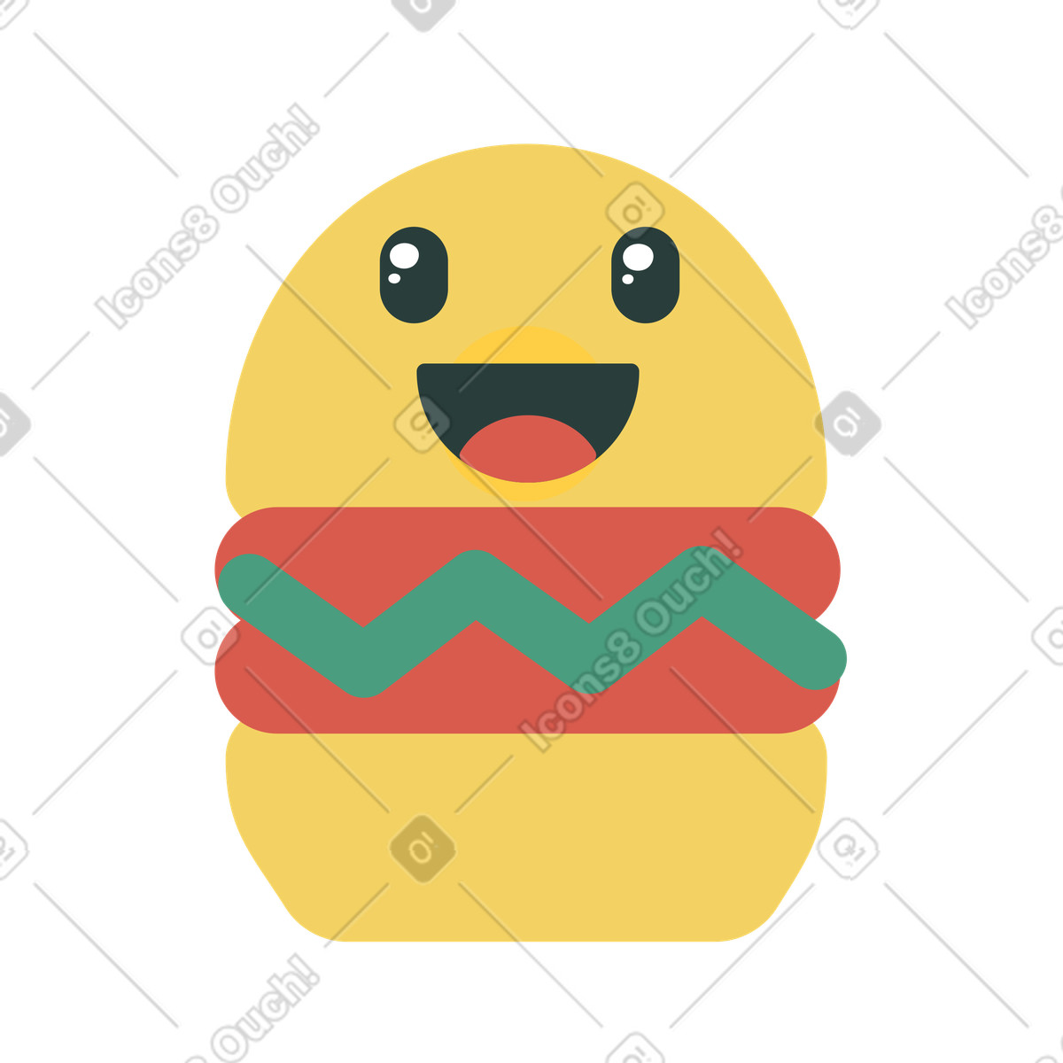 Illustration Burger heureux avec le visage souriant dans style Macaroni à télécharger aux formats PNG, SVG