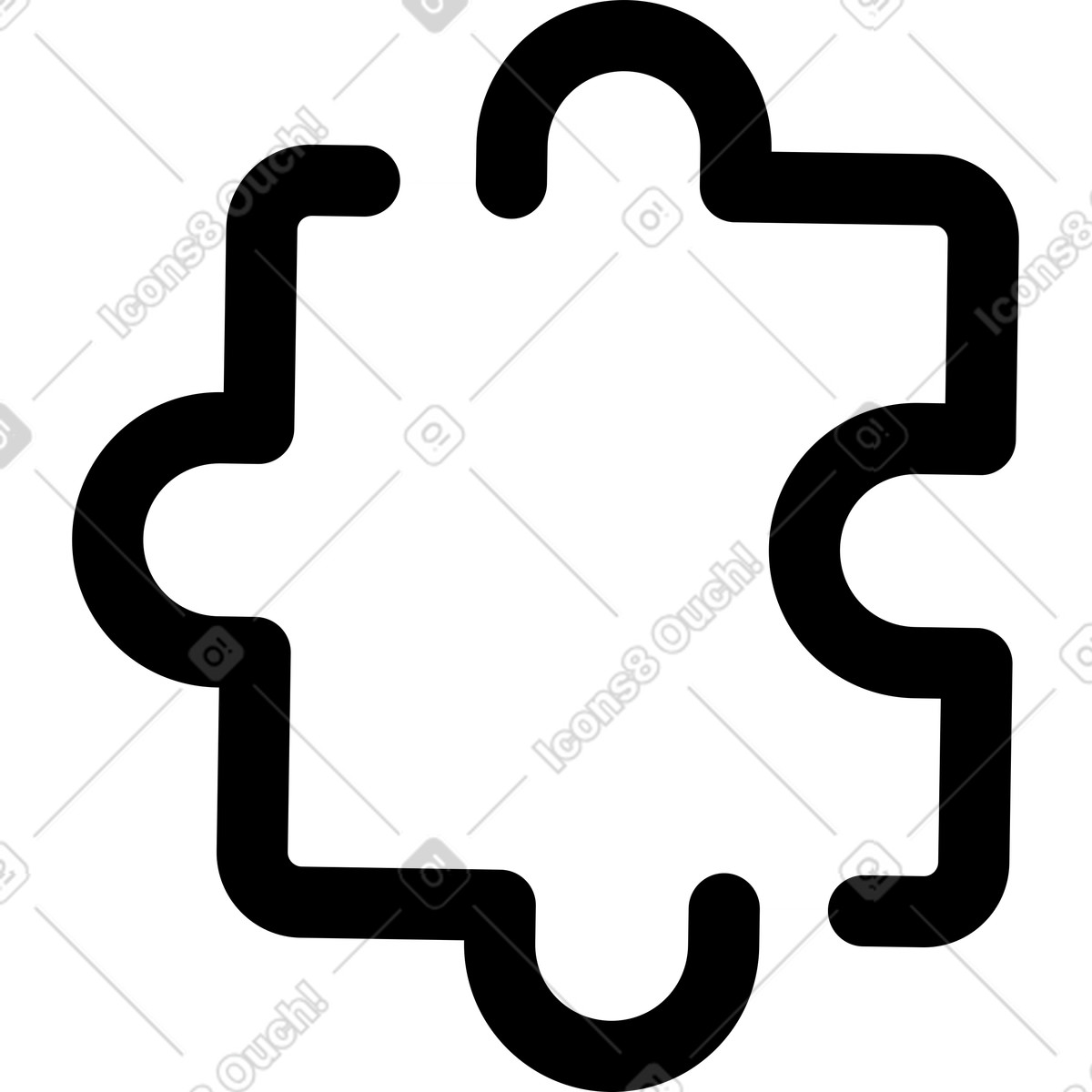 Jigsaw piece shape symbolizing problem solving and strategic thinking-Illustration im Notion Line Art-Stil als Download in PNG, SVG