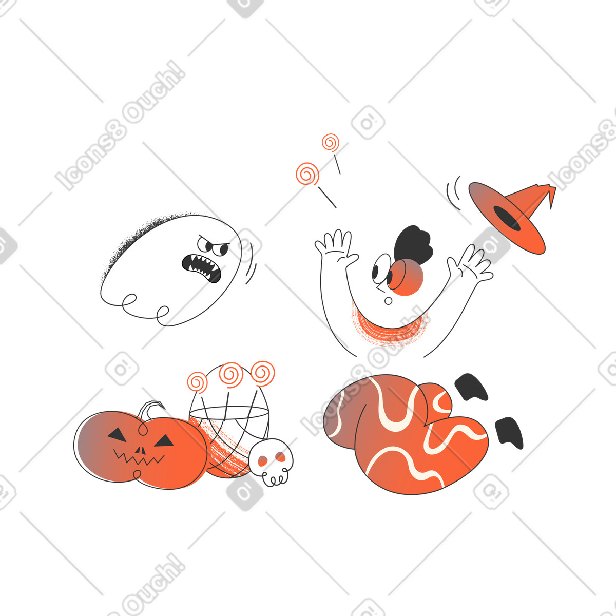 Angst vor geistern-Illustration im Crayon-Stil als Download in PNG, SVG