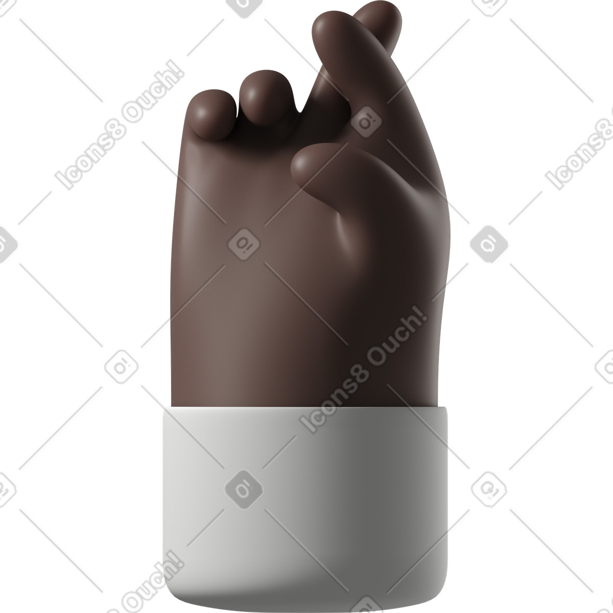 Ilustración Mano de piel negra con dedos cruzados en estilo 3D Hands Fun&Wild a descargar en PNG y SVG