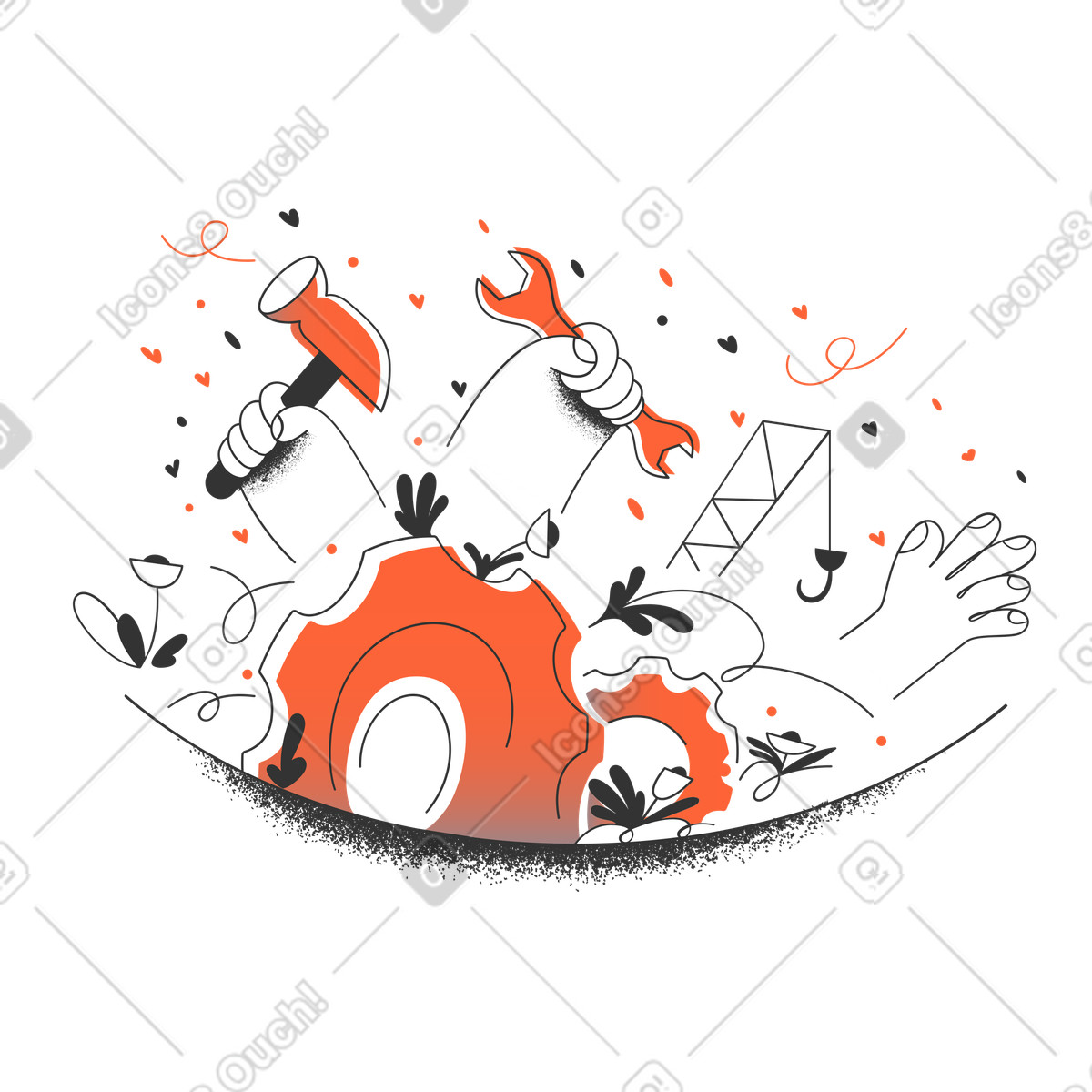 Page under construction illustration in PNG, SVG