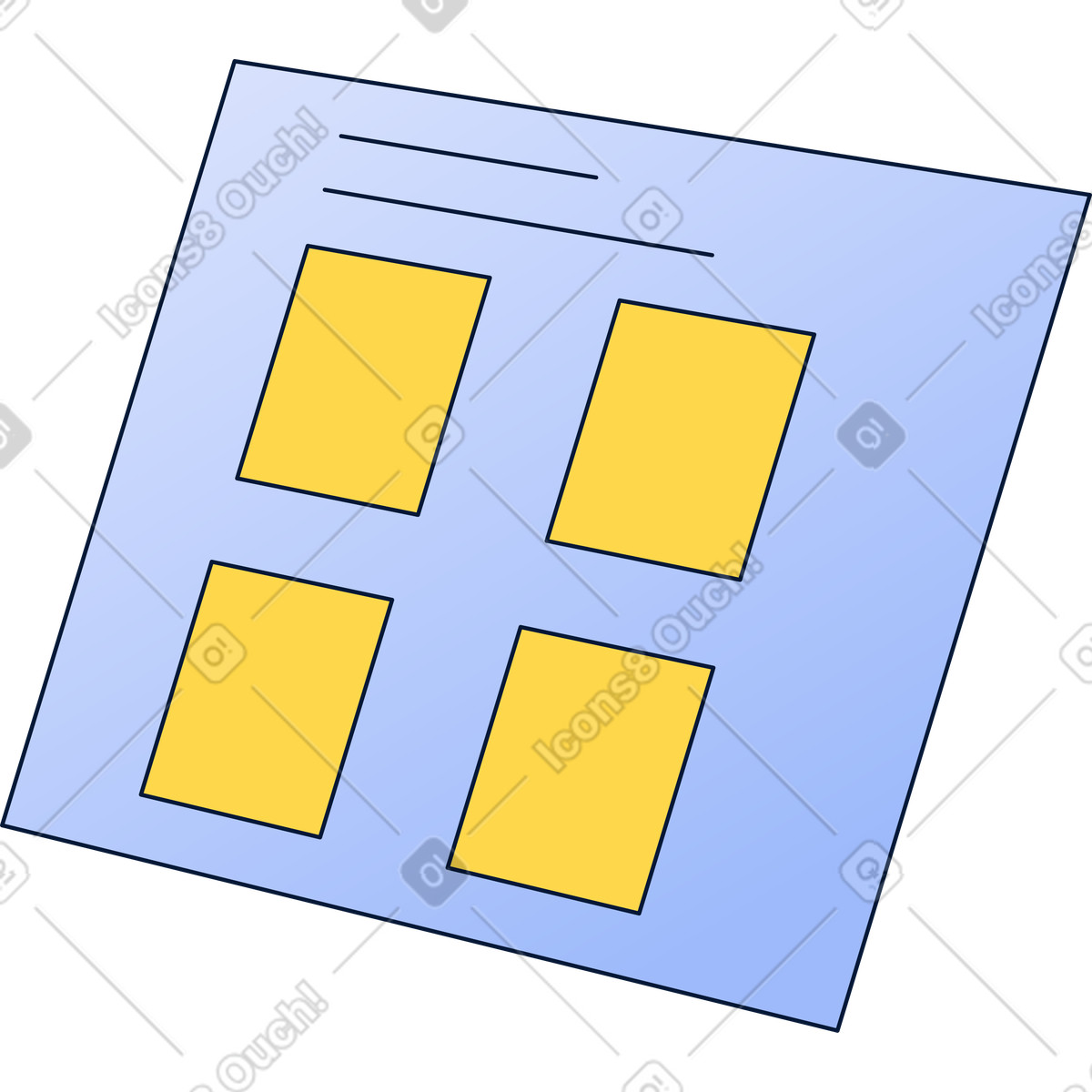 Window with sticky notes illustration in PNG, SVG