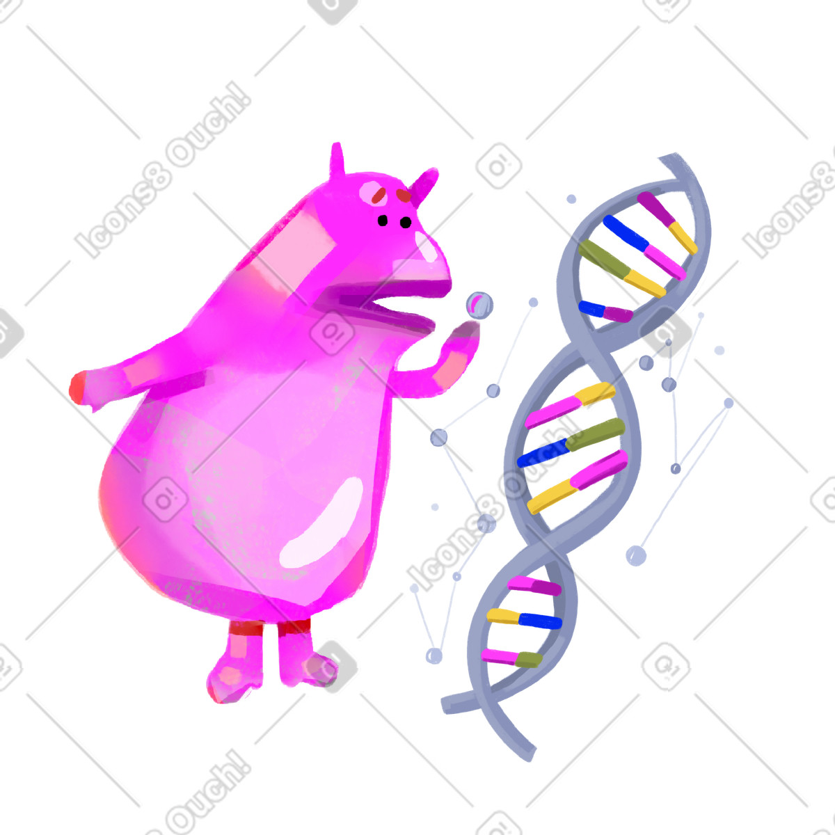 Ilustração de O que é dna em no estilo Atomic para baixar em PNG, SVG