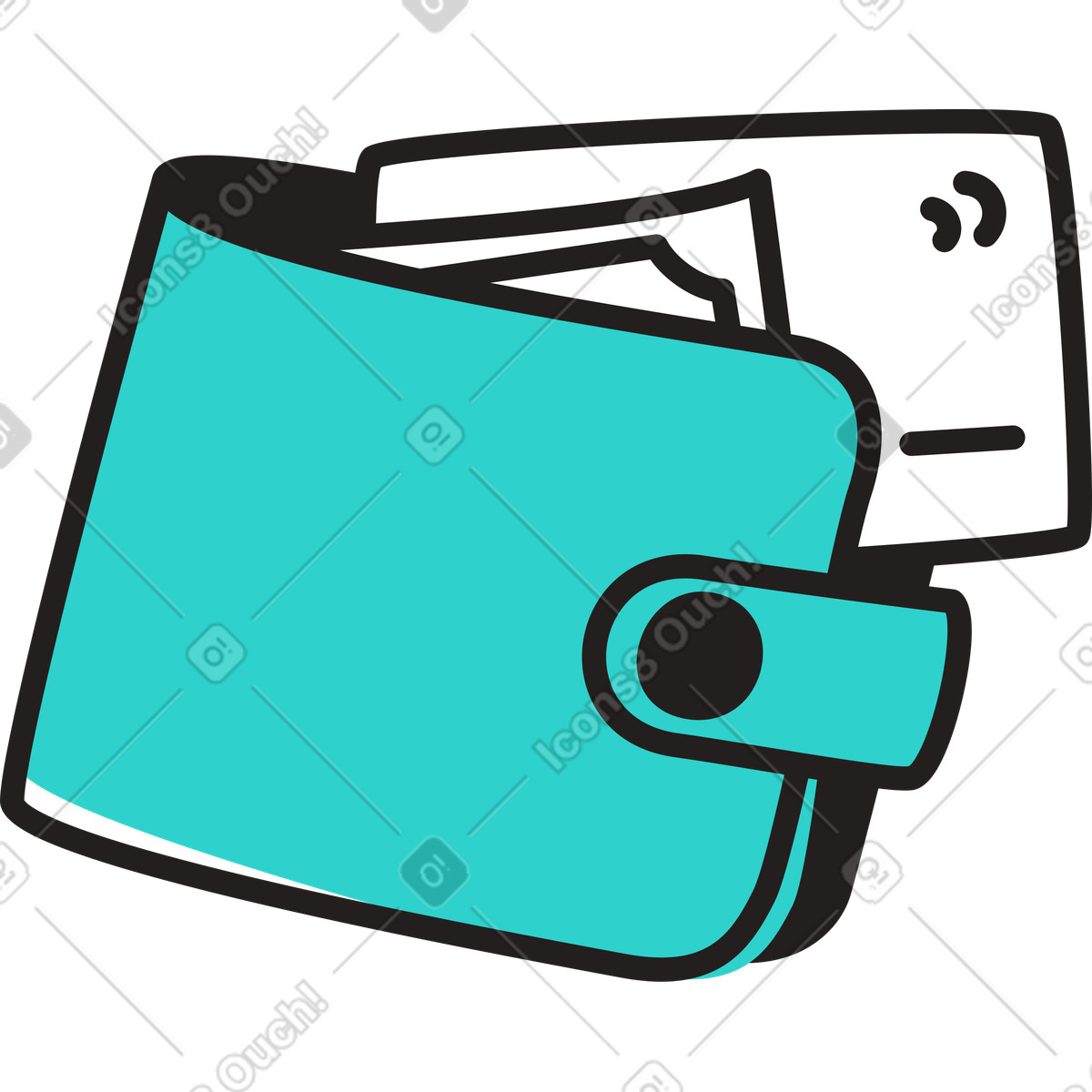Wallet with credit card and banknote illustration in Little style download in PNG, SVG