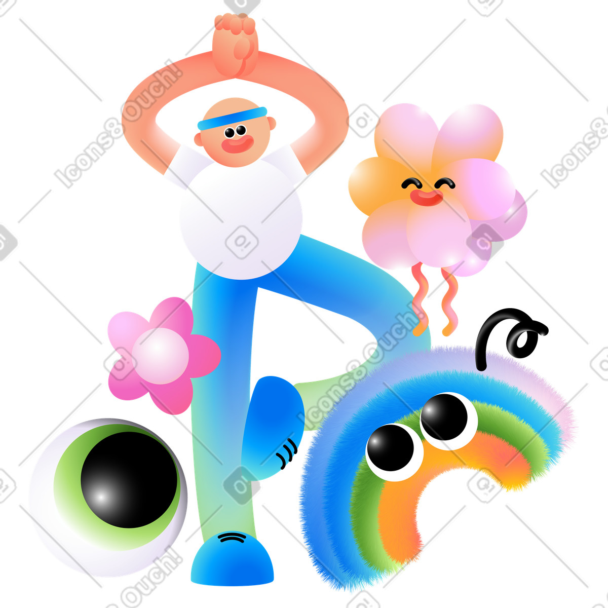 Ilustración Sports and healthy lifestyle en estilo Puffy a descargar en PNG y SVG
