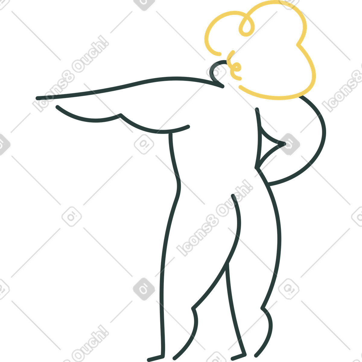 Macaroni スタイルの 男は後ろを指す のイラストをPNG、SVG形式でダウンロード