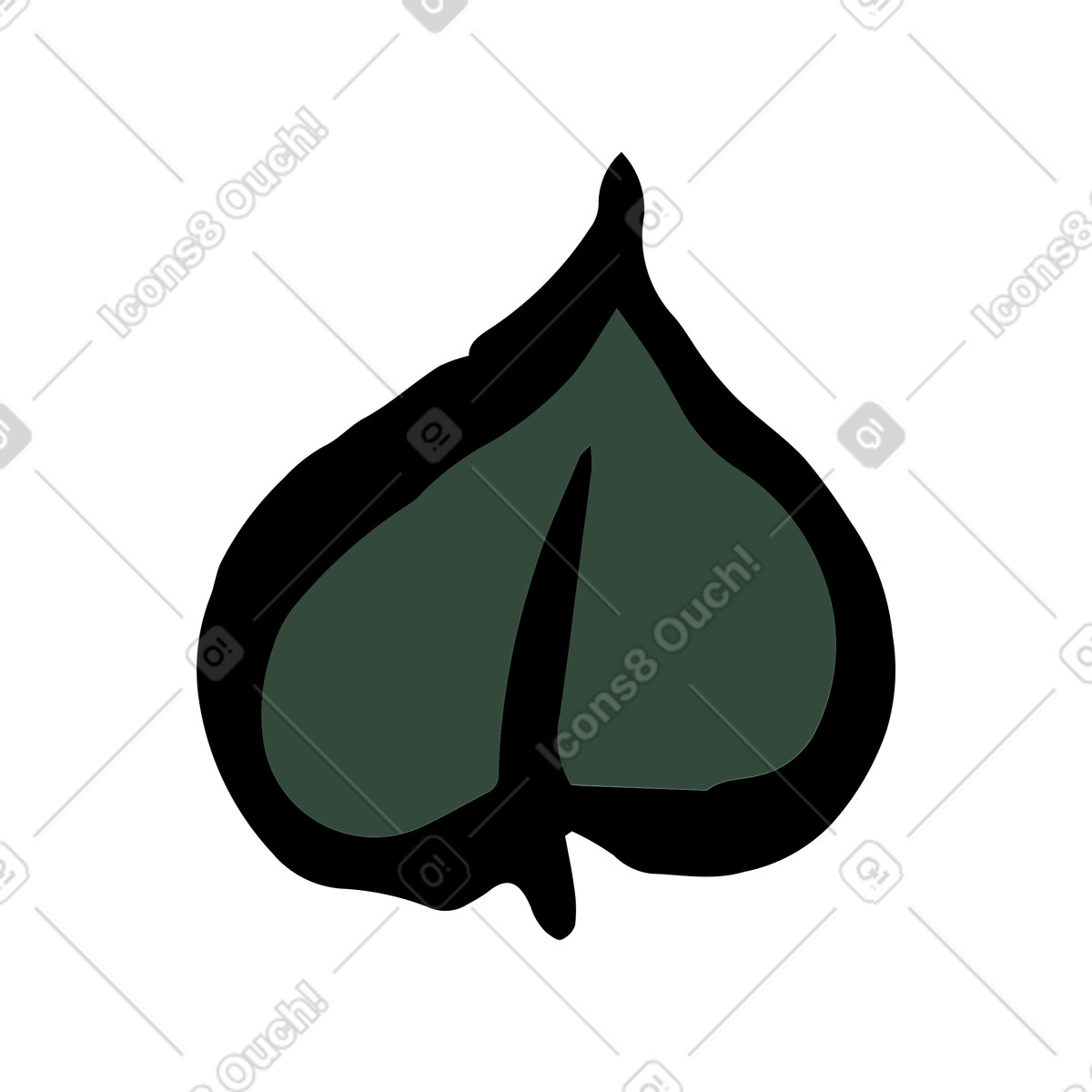 Heart-shaped leaf illustration in Scandi style download in PNG, SVG