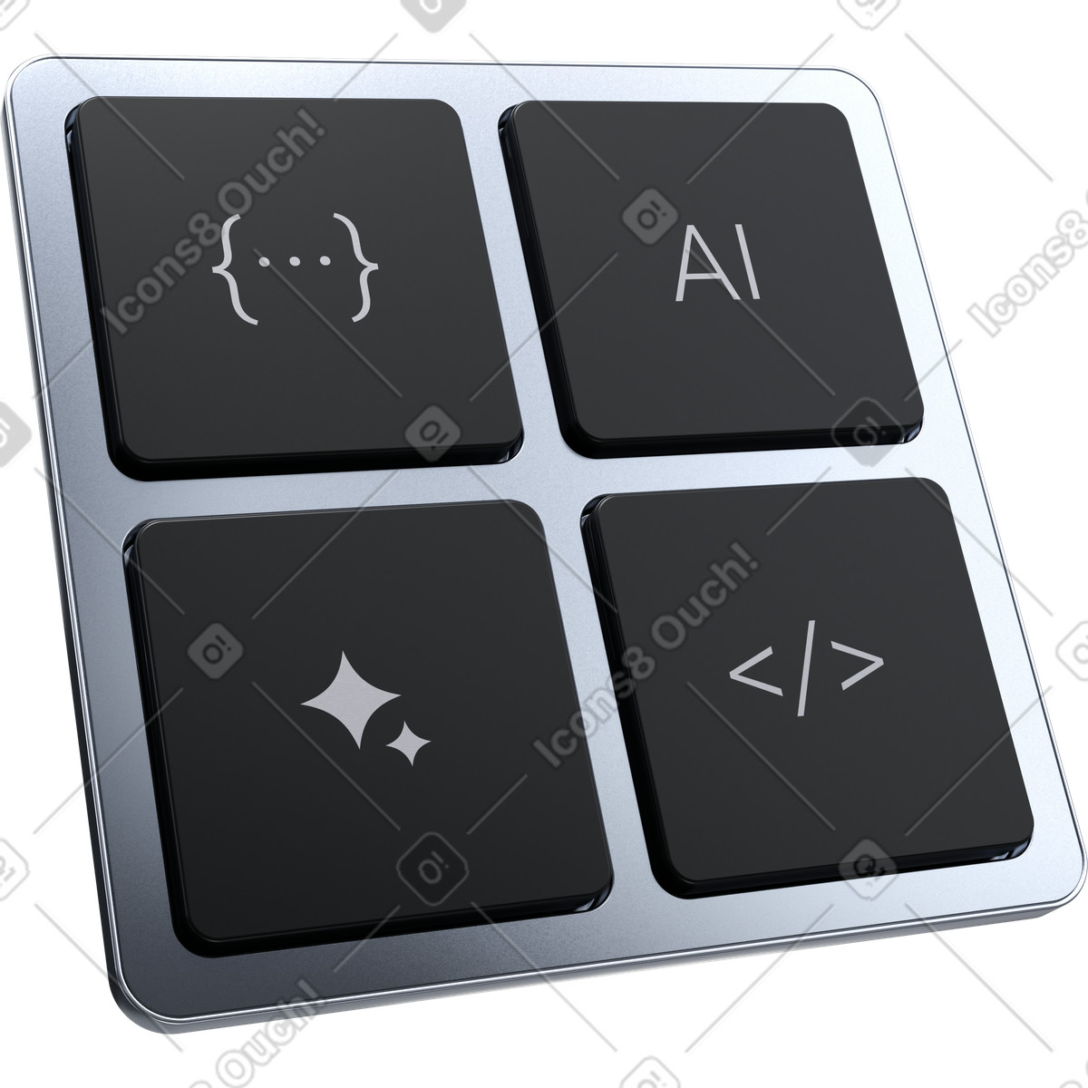 AI programming interface, Machine learning development, Smart code automation illustration in 3D Pro style download in PNG, SVG