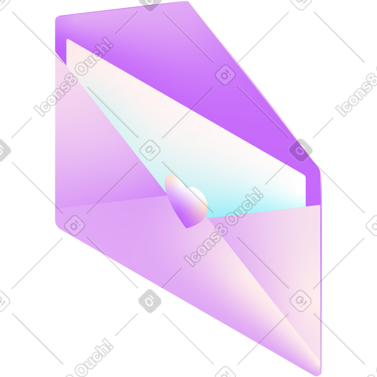 Isometric envelope illustration in Glare style download in PNG, SVG