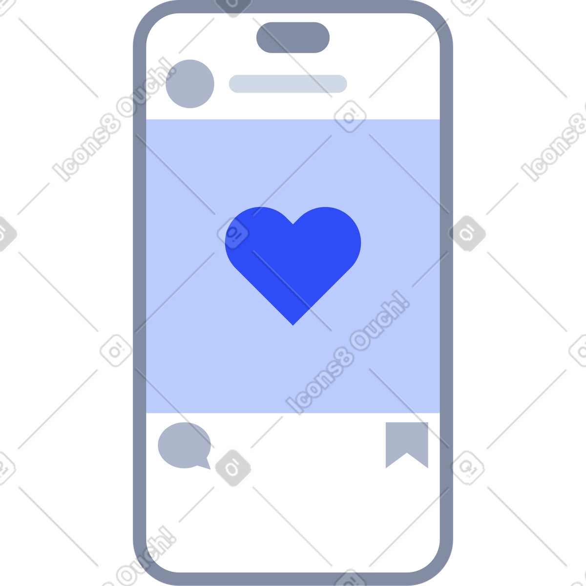 Phone with social media app illustration in System style download in PNG, SVG
