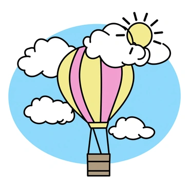A hot air balloon floating gently among a sea of white clouds