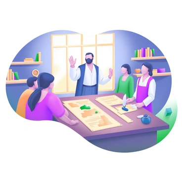A modern pastel illustration depicting a significant moment from the past. The scene features a group of people in traditional clothing, gathered around a large, wooden table laden with documents and maps. In the center, a prominent figure stands, gesturing with one hand raised, while others listen intently. The background includes a large window through which sunlight pours in, illuminating the space. Shelves filled with books and artifacts line the walls, adding to the historical atmosphere. A quill and inkpot sit on the table, emphasizing the importance of the moment.