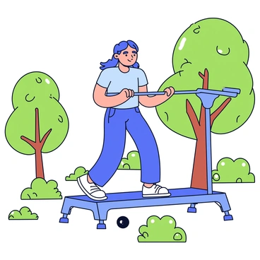 A person is performing lat pulldowns using portable gym equipment in a park setting. The equipment is compact, featuring a sturdy frame and a thick cable attached to a bar. The individual is standing with a focused expression, grasping the bar with both hands. Surrounding them are green trees and patches of grass, creating a vibrant outdoor atmosphere. Sunlight filters through the leaves, casting dappled shadows on the ground.