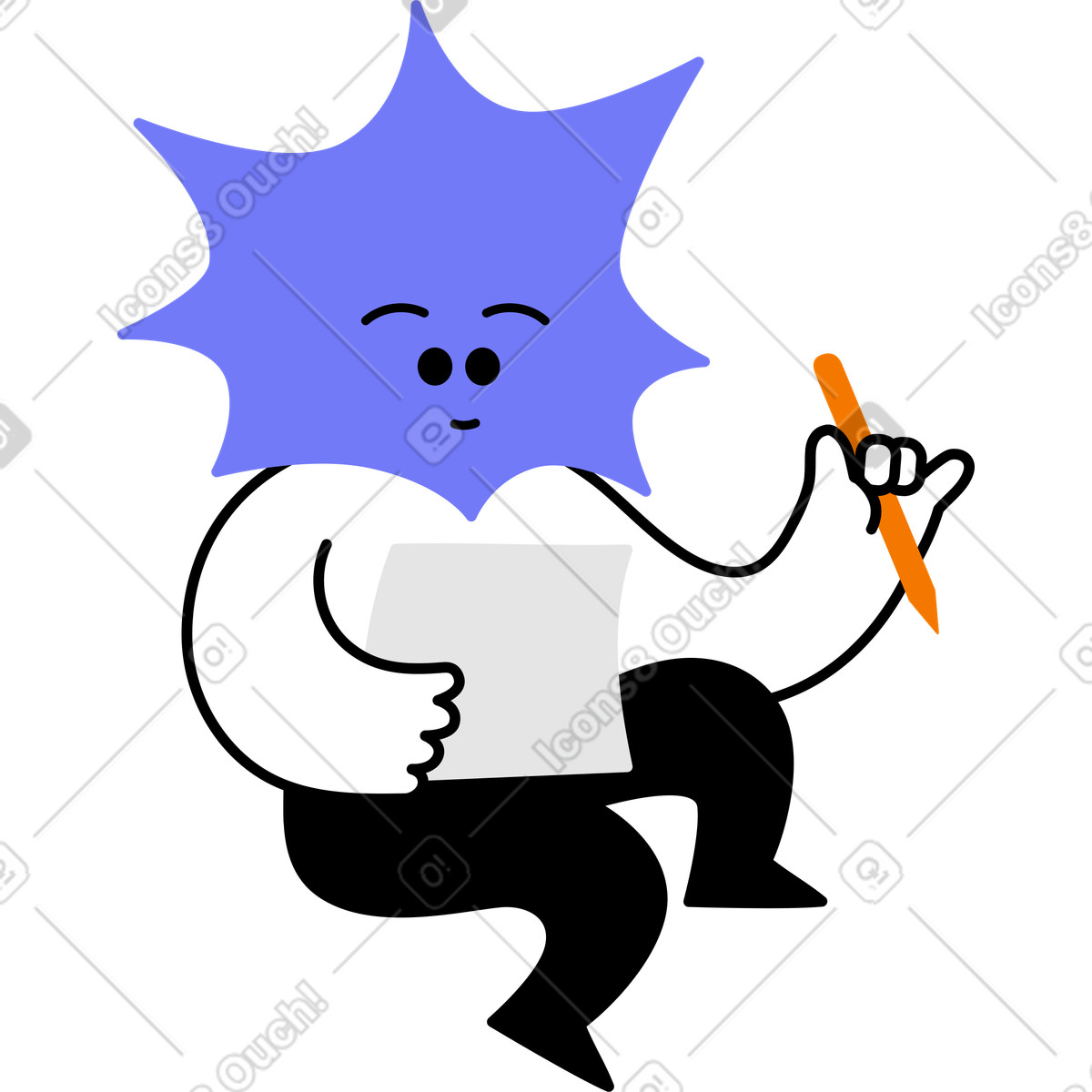 Figur, die etwas liest-Illustration im Giggle-Stil als Download in PNG, SVG