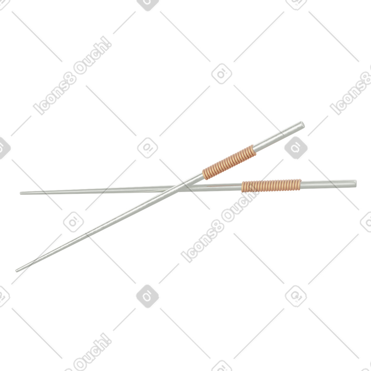 Silver chopsticks illustration in 3D Modern style download in PNG, SVG