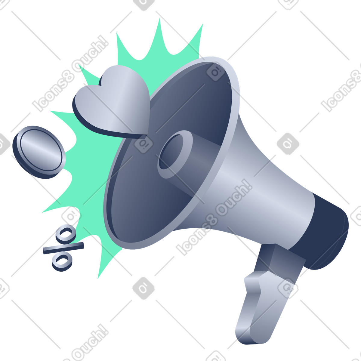 Annuncio del megafono che rappresenta il marketing illustrazione in stile Lucent scarica in PNG, SVG