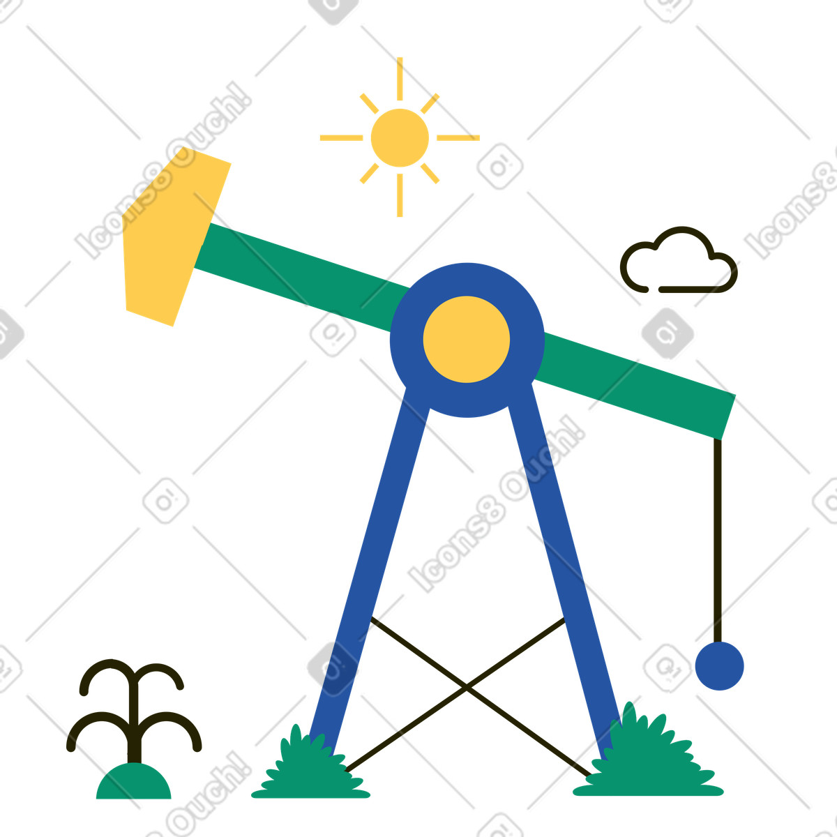 Pumpe, die öl aus einem brunnen fördert-Illustration im Spot-Stil als Download in PNG, SVG