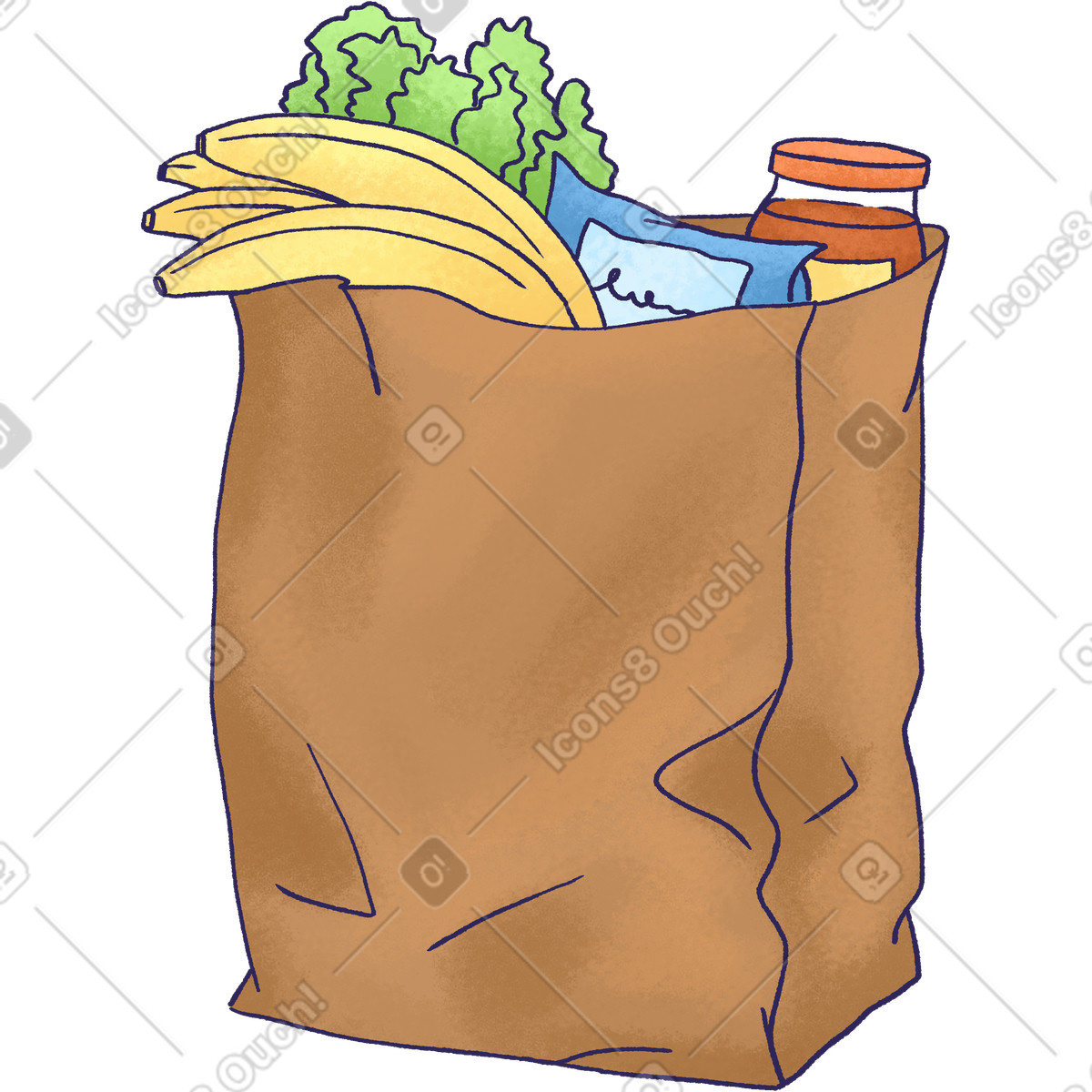 Paper bag with groceries illustration in Hue style download in PNG, SVG
