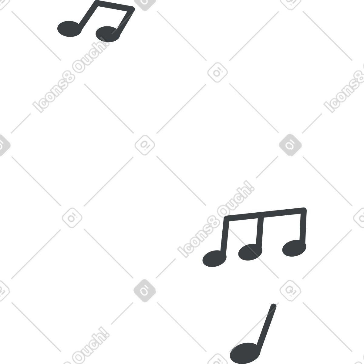 Kiddo スタイルの 3つの音符 のイラストをPNG、SVG形式でダウンロード