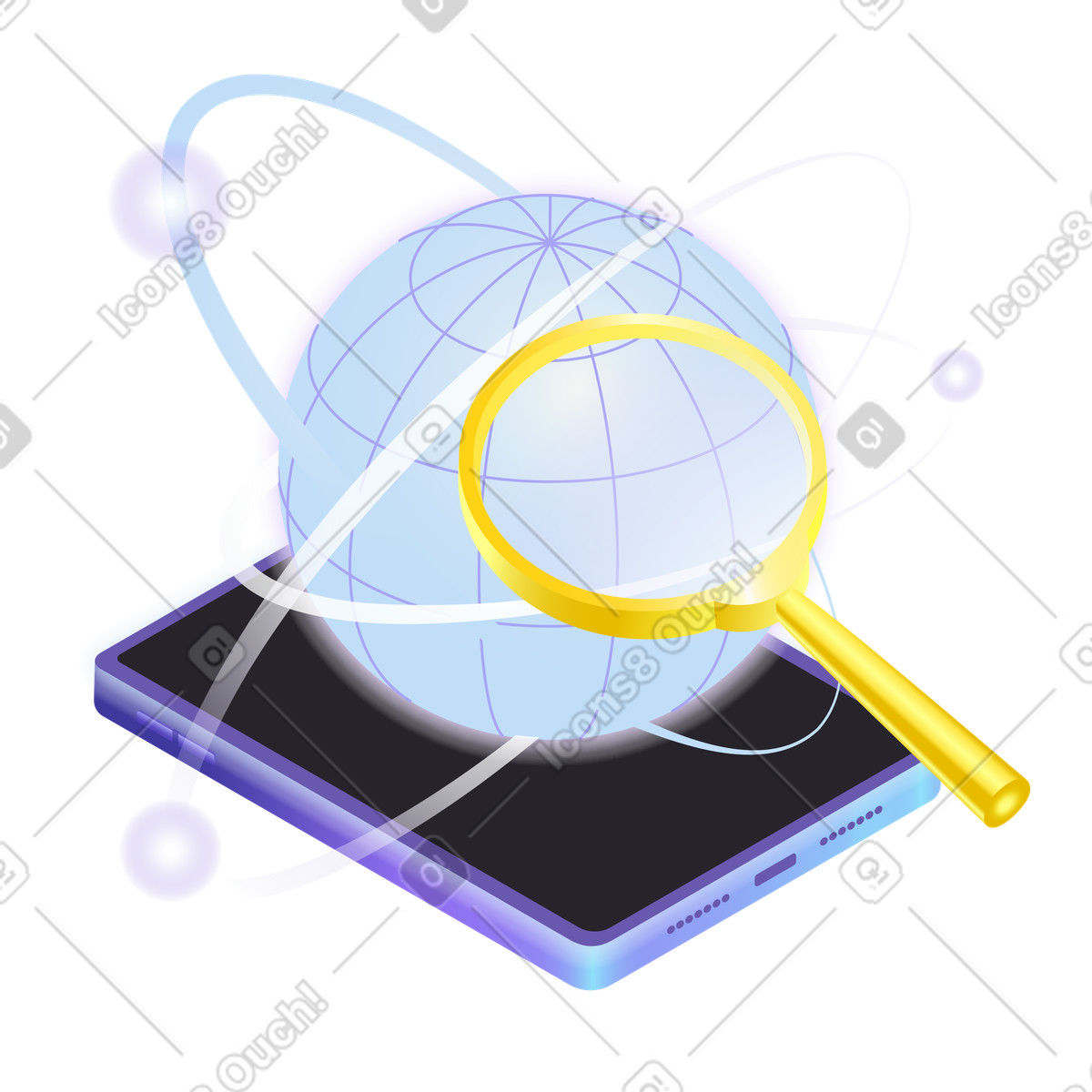 下载 Isotech 风格的 互联网信息搜索设备 插画，支持 PNG、SVG 格式